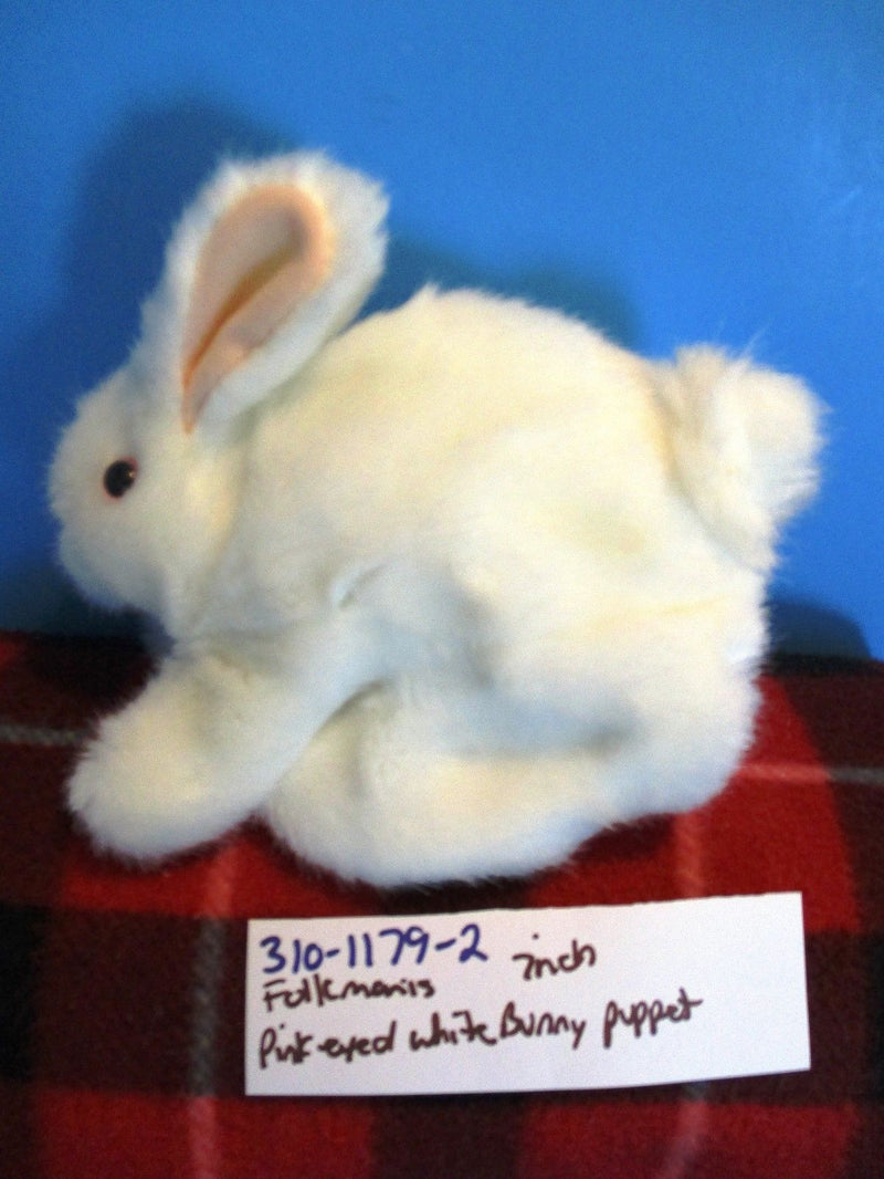 Folkmanis White Pink Eyed Bunny Rabbit Puppet Plush