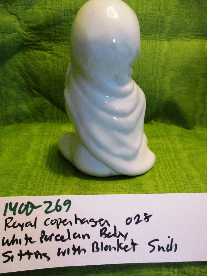 Royal Copenhagen White Porcelain Infant Baby Sitting with Blanket Figurine