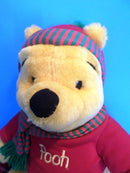 Mattel Disney Pooh in Red and Green Scarf and Hat Plush