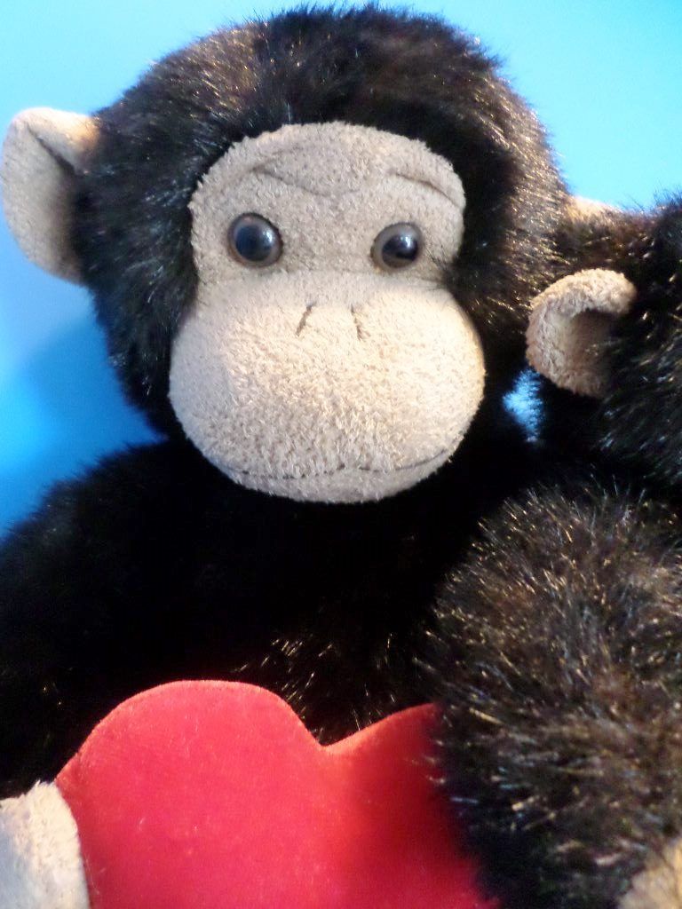 Tri Russ Target Chimp with Red Heart and Small Monkey Beanbag Plush