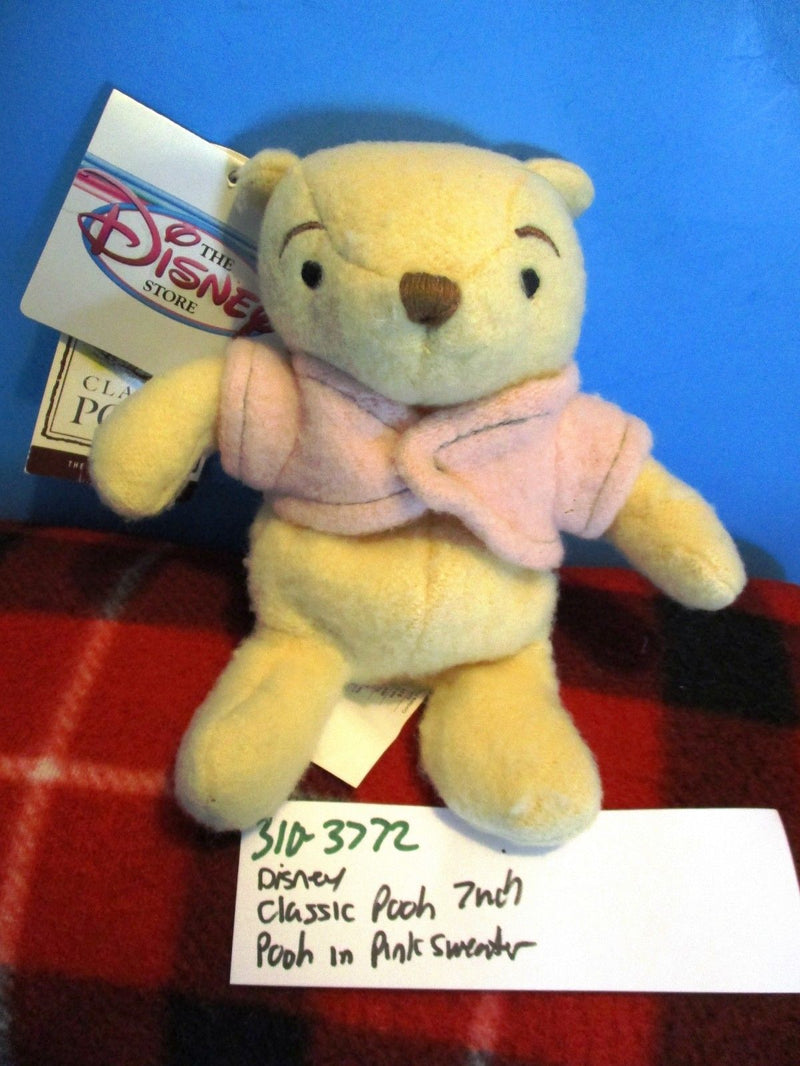 Disney Store Classic Pooh in Pink Sweater Beanbag Plush