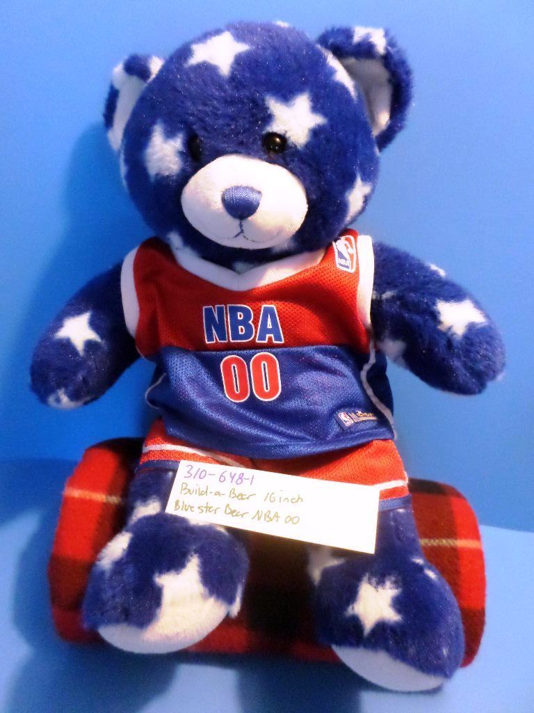 Build-A-Bear Blue Bear With White Stars in NBA Outfit Plush