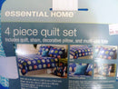 Essential Home Blue Circle Pop 4 Piece Twin Quilt Set