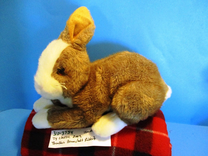 Ty Classic Thimbles Brown and White Bunny Rabbit 2002 Beanbag Plush