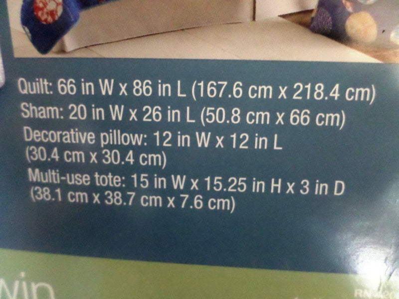 Essential Home Blue Circle Pop 4 Piece Twin Quilt Set