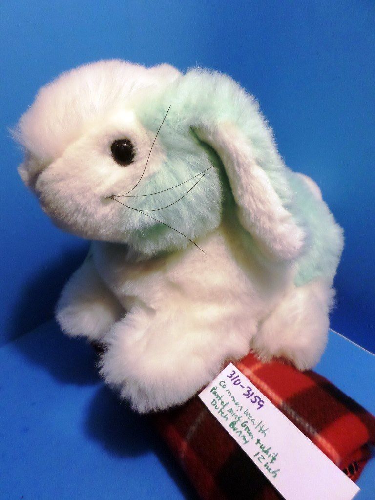 Commonwealth Pastel Mint Green and White Bunny Rabbit Plush