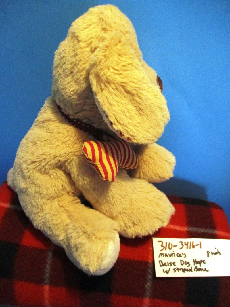 Maurices Hope Tan Beige Dog with Red Striped Bone 2012 Beanbag Plush