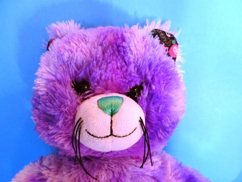BuildABear Purple Peace Sign Cat Plush Hurricane Jack Surplus