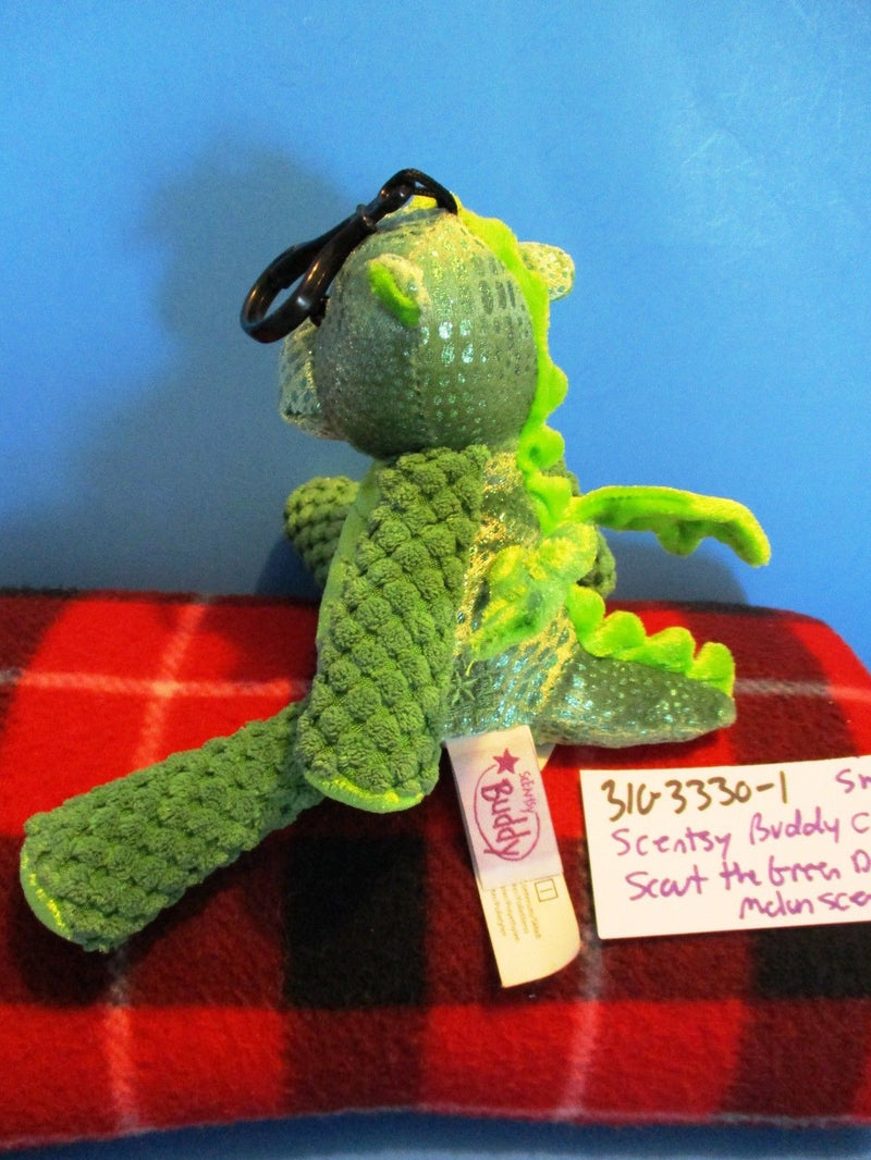 Scentsy Buddy Scout Green Dragon With Melon Scent Plush Clip