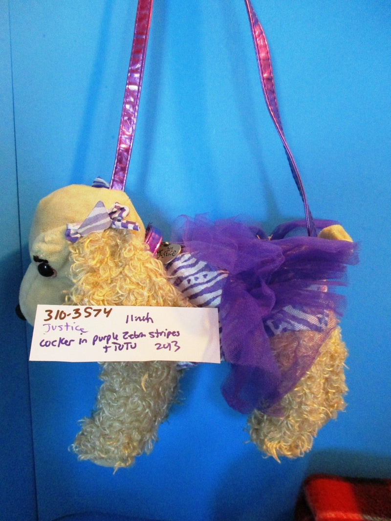 Justice Spaniel Puppy in Purple Zebra Striped Dress 2013 Purse Bag