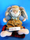 Brown Bunny in Tan and Blue Jumpsuit Happy Easter Plush