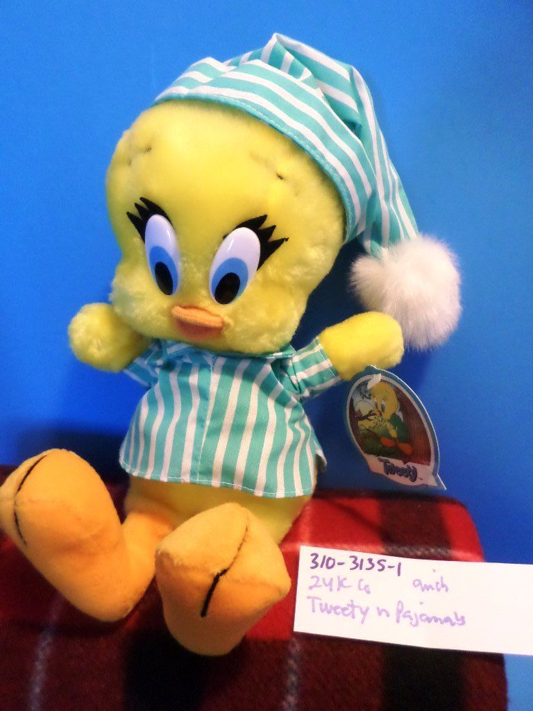 24K Warner Bros Looney Tunes Tweety in Pajamas 1993 Plush