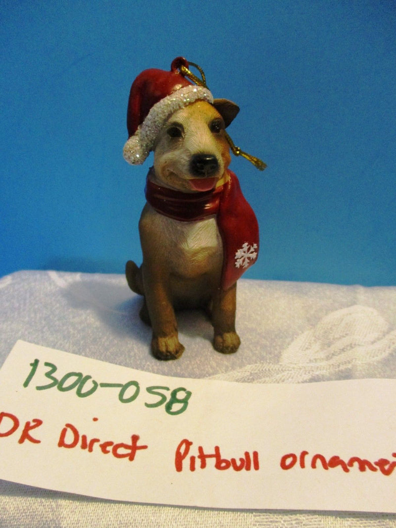 DRDirect Pitbull Dog Ornament With Red Hat and Scarf