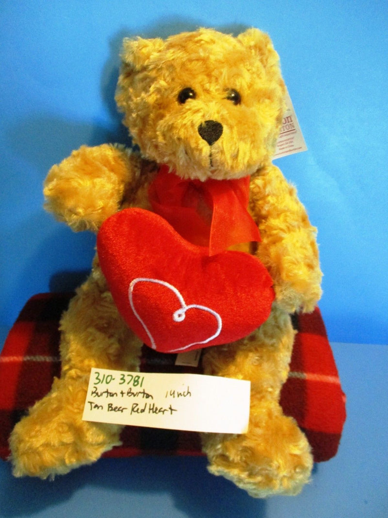 Burton and Burton Tan Teddy Bear With Red Heart Plush
