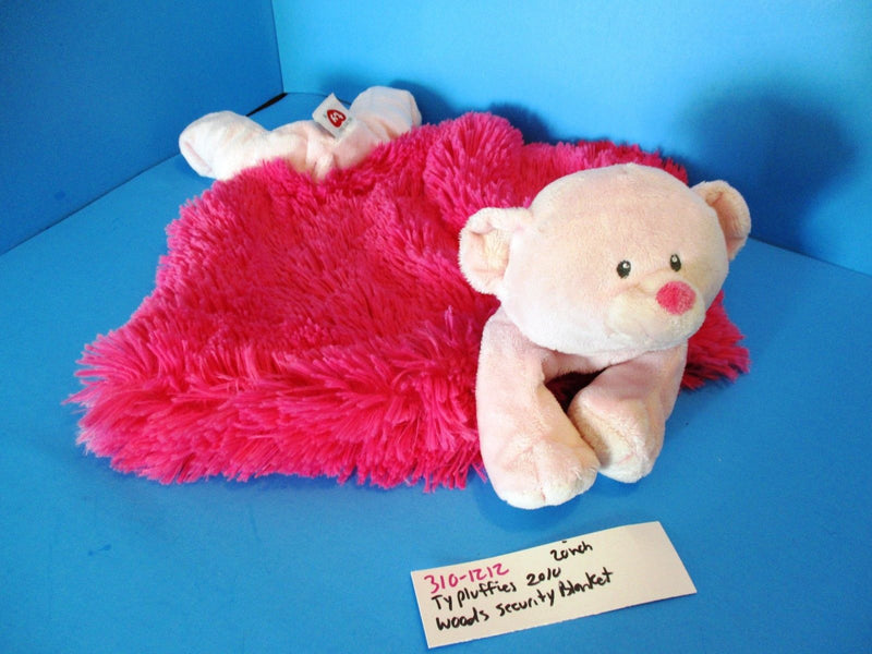 Ty Pluffies Baby Woods Pink Bear 2010 Plush Security Blanket