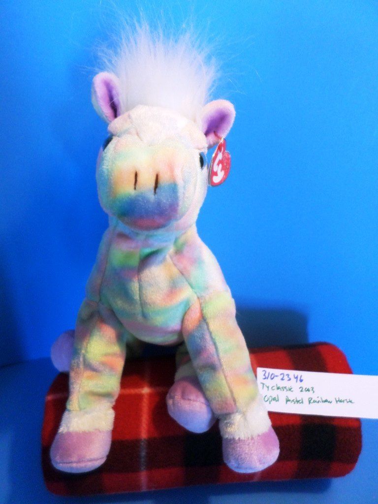 Ty Classic Opal the Pastel Rainbow Horse 2003 Beanbag Plush