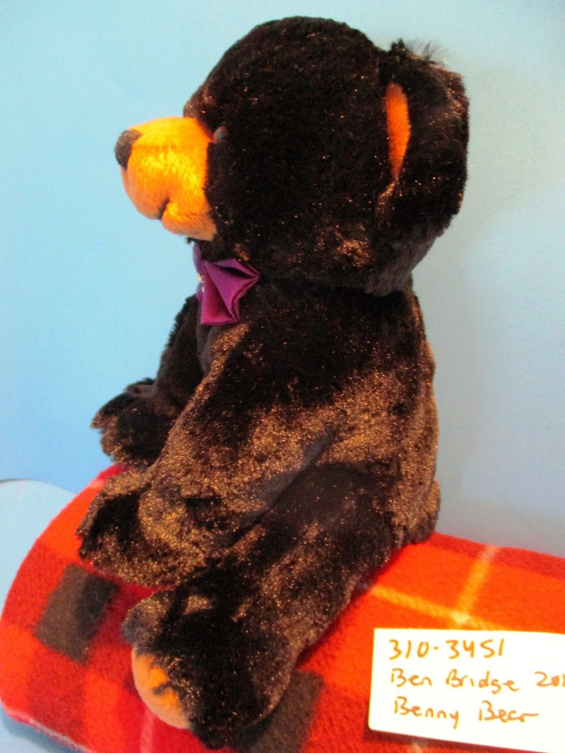 Ben Bridge Benny the Black Bear With Purple Bow 2015 Beanbag Plush