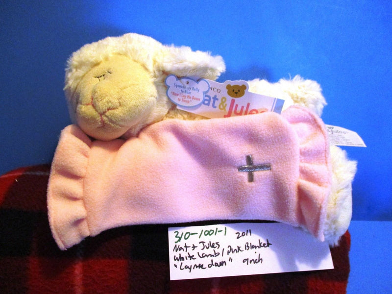 Demdaco Nat and Jules Prayer Lamb With Pink Blanket 2011 Plush