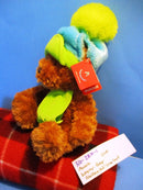 Russ Wagner Brown Teddy Bear Blue Green Hat and Scarf Beanbag Plush