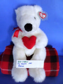 Ty Classic Romeo the White Bear with Red Heart 1997 Beanbag Plush