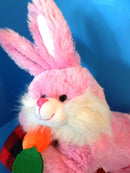 Chrisha Playful Plush Pink and White Bunny Rabbit with Carrot 2009 Plush