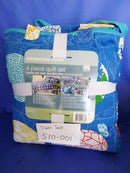Essential Home Blue Circle Pop 4 Piece Twin Quilt Set