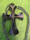 Sarah Coventry 1976 Green Metal 18th Century Cross Necklace