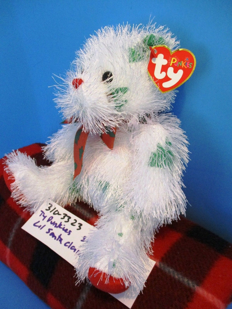 Ty Punkies Lil Santa Claws White and Green Bear 2005 Beanbag Plush