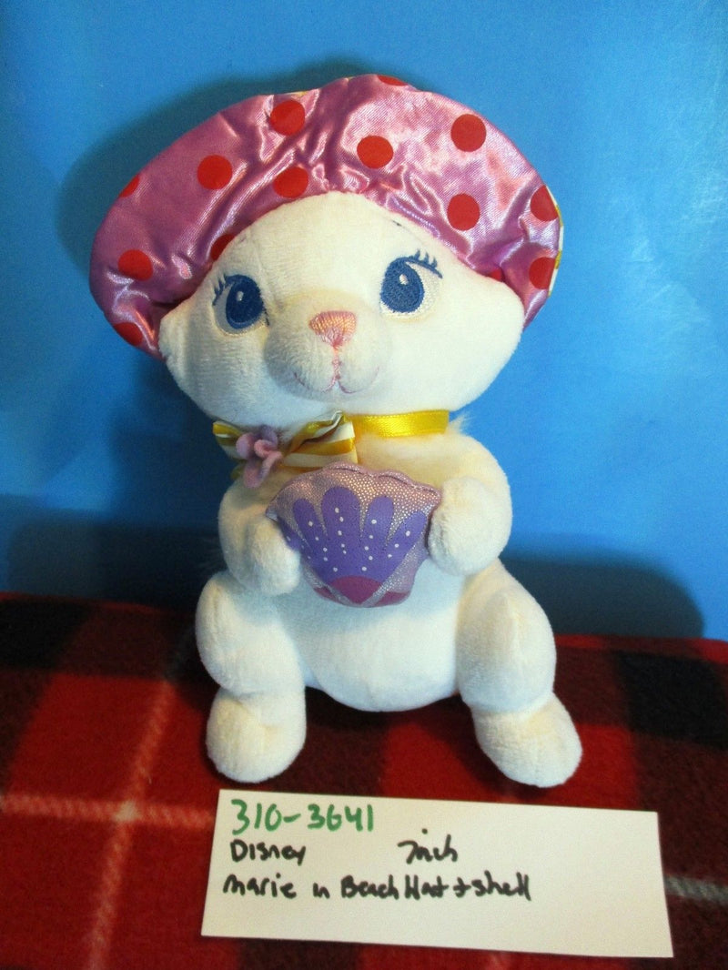 Disney Aristocats Marie in a Beach Hat Holding a Shell Plush