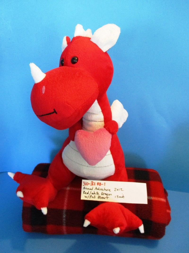Animal Adventure Red and White Dragon With Pink Heart 2012 Plush