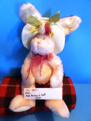 PBC Pink Bunny Rabbit in White Hat With Flowers Beanbag Plush