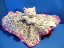 Okie Dokie White Cat With Leopard Print Pink Trim Security Blanket