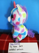 Ty Beanie Boos Wishful Pastel Multi-colored Unicorn 2015 Beanbag Plush