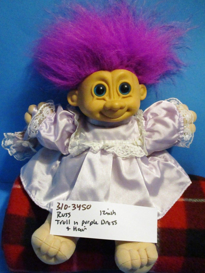 Russ Troll With Purple Hair and Dress Plush
